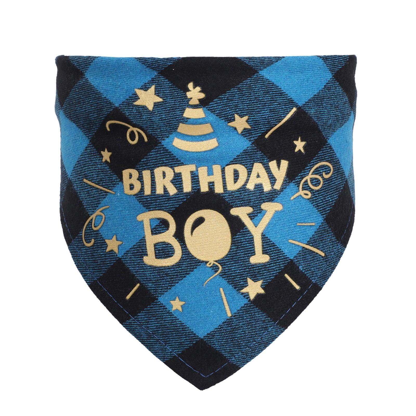 Checkered Cotton Pet Scarf - Stylish Birthday Party Accessory For Cats And Dogs