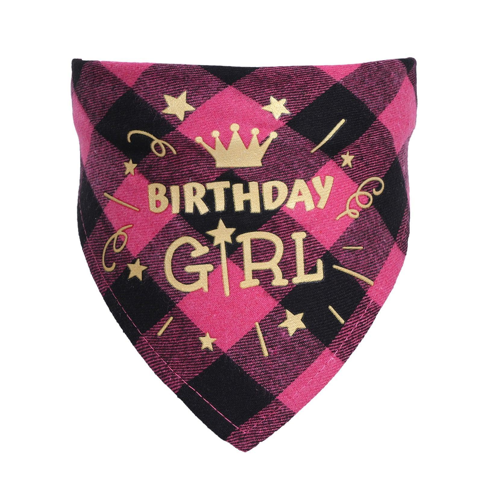 Checkered Cotton Pet Scarf - Stylish Birthday Party Accessory For Cats And Dogs