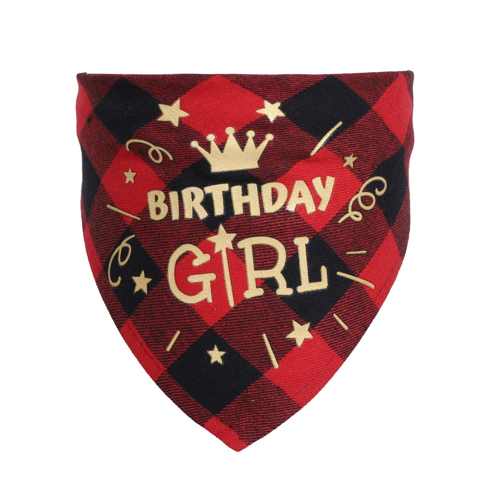 Checkered Cotton Pet Scarf - Stylish Birthday Party Accessory For Cats And Dogs
