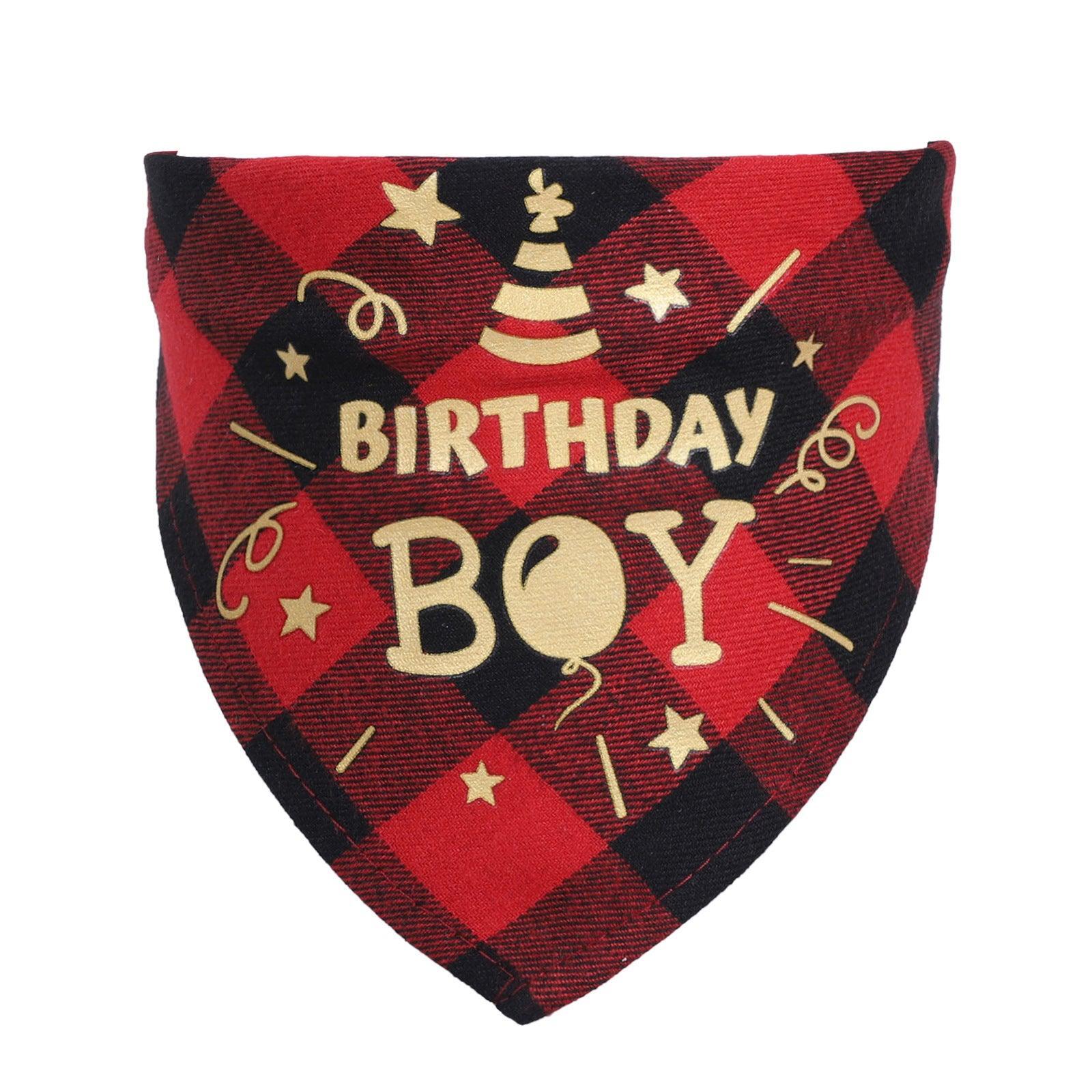 Checkered Cotton Pet Scarf - Stylish Birthday Party Accessory For Cats And Dogs